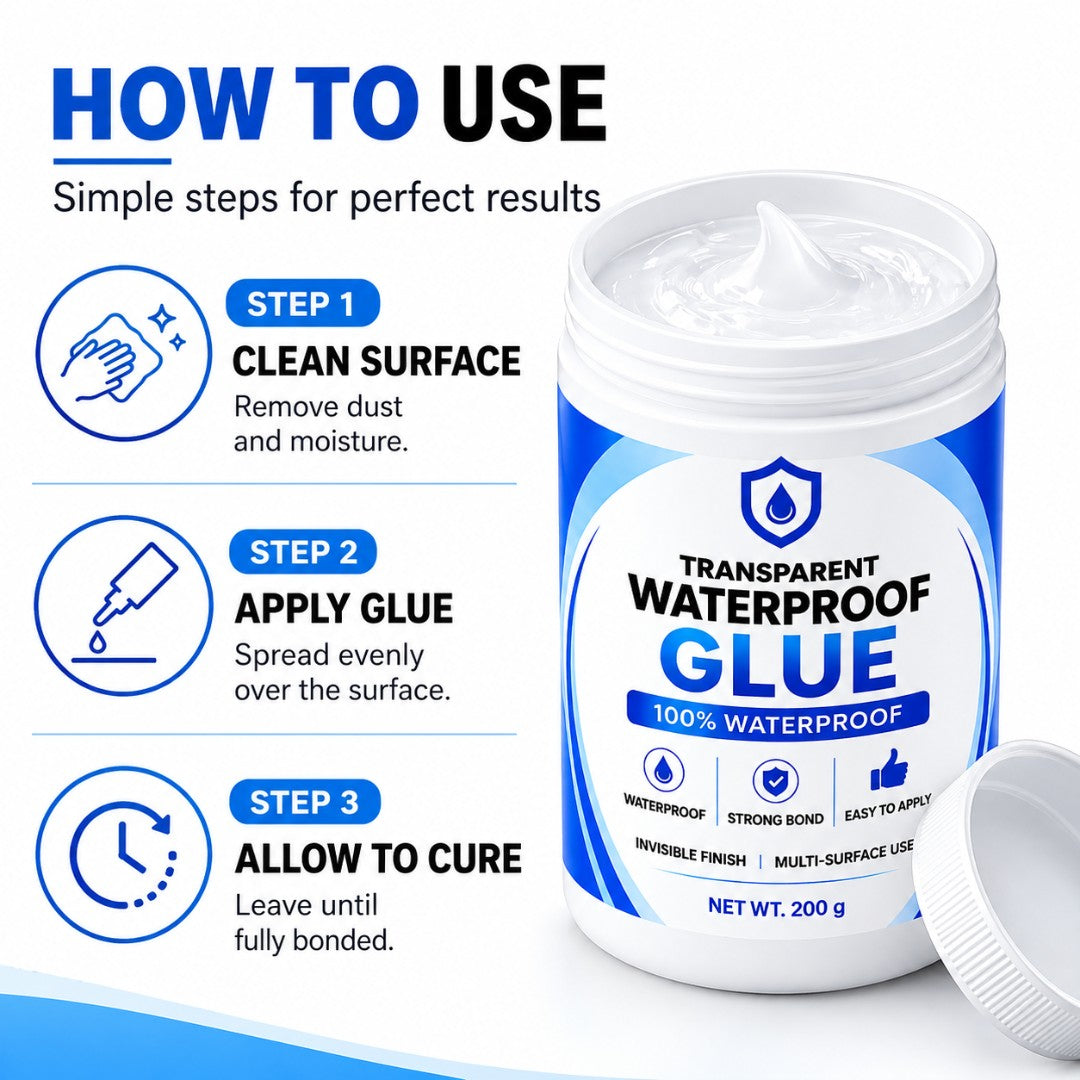 Transparent Waterproof Glue  Free Brush (Buy 1 Get 1 Free)